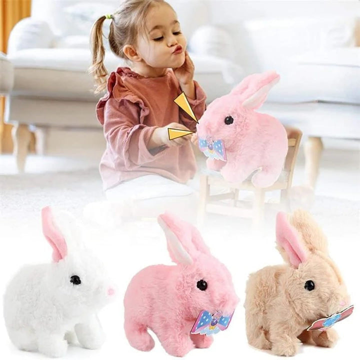 Interaktiver Kuschel-Hase: Detailansicht des weichen, elektronischen Plüschtiers, perfekt als Kinderspielzeug.