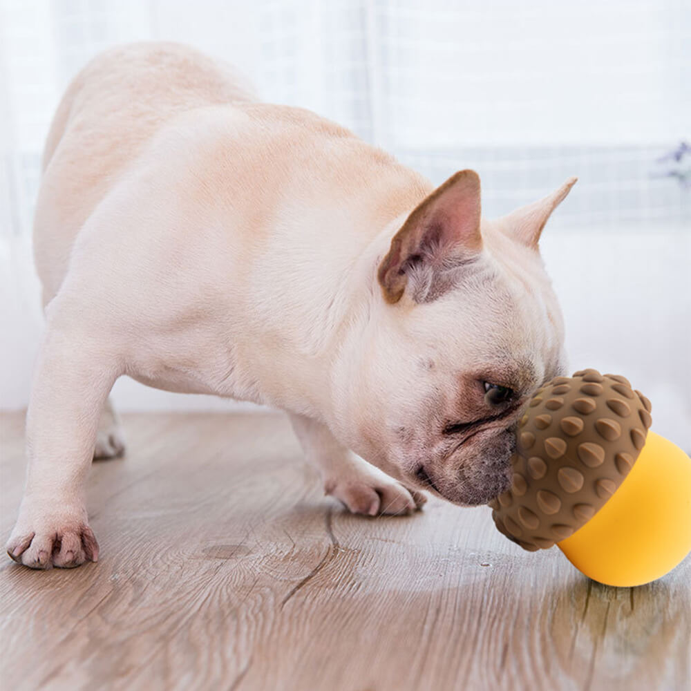 Hundespielzeug: Beschäftigender Slow Feeder in Tannenzapfenform aus Silikon; ideal für Welpen & Kauen.