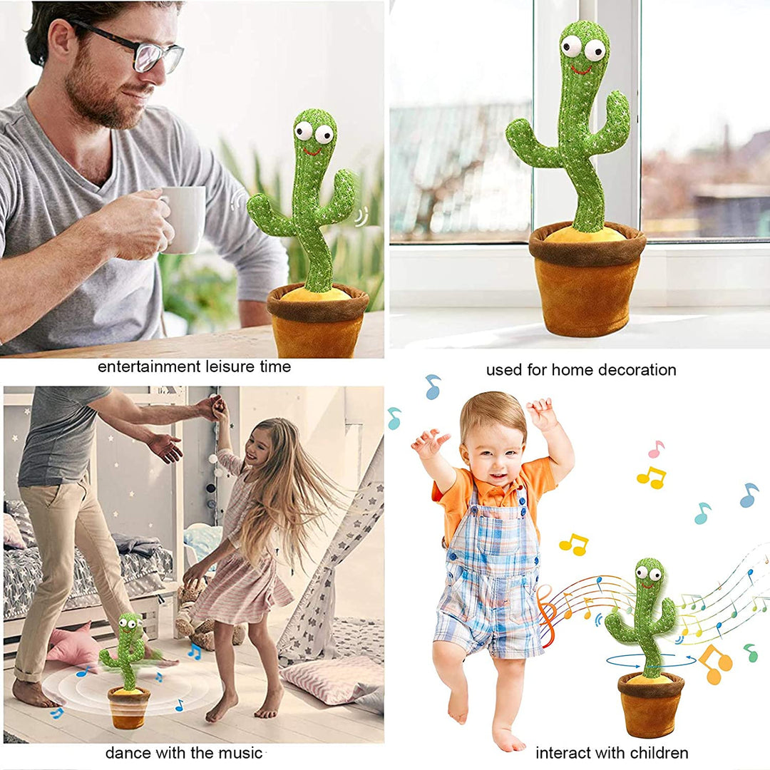 Interaktives Kinderspielzeug: Tanzender Kaktus zum Nachsprechen, Singen & Tanzen. Elektronisches Plüschtier für Kids.