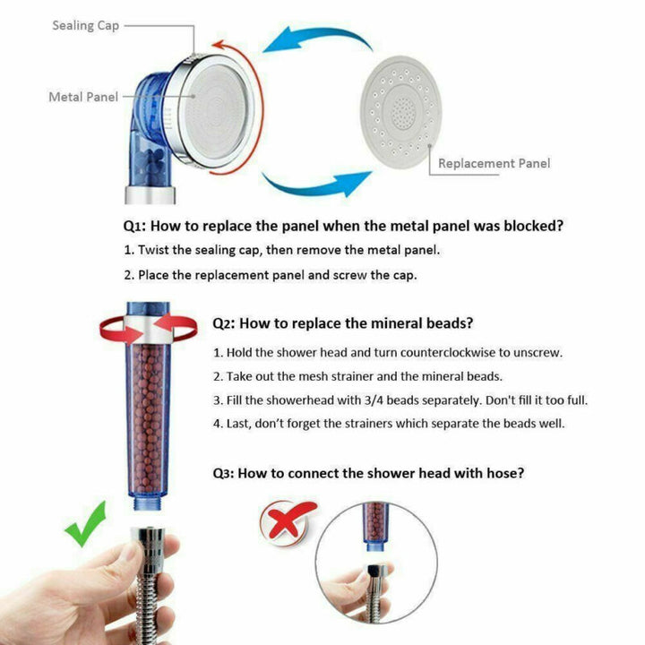Ionen Filter Duschkopf (pw260515) für reineres Duschwasser. Fördert gesunde Haut & glänzendes Haar. Filterduschkopf.