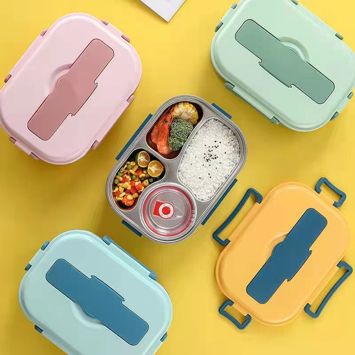 Kinder Edelstahl Brotdose isoliert & mit Fächern. Ideal für Schule & Kindergarten. BPA-frei, langlebig.