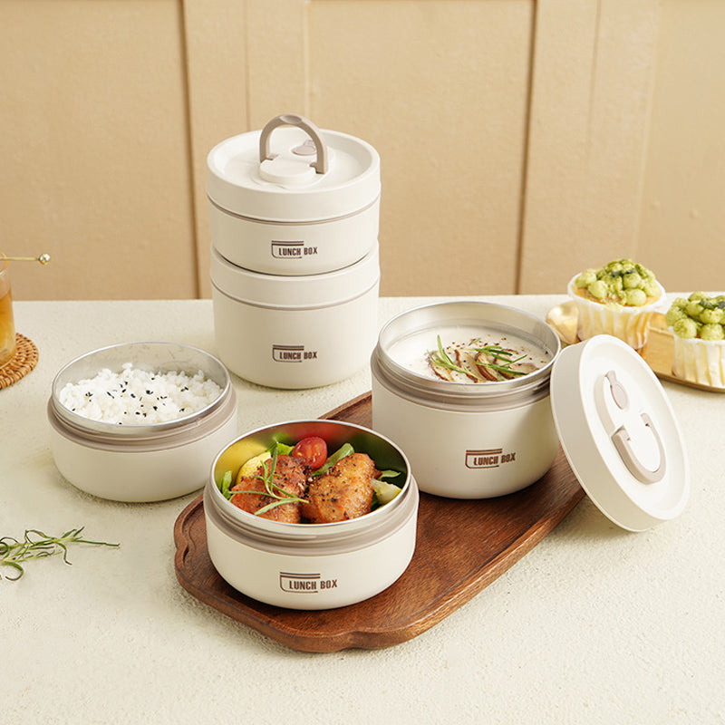 Isolierte Edelstahl Lunchbox mit GRATIS Tragetasche. Hält Speisen frisch & warm für Büro & Schule.