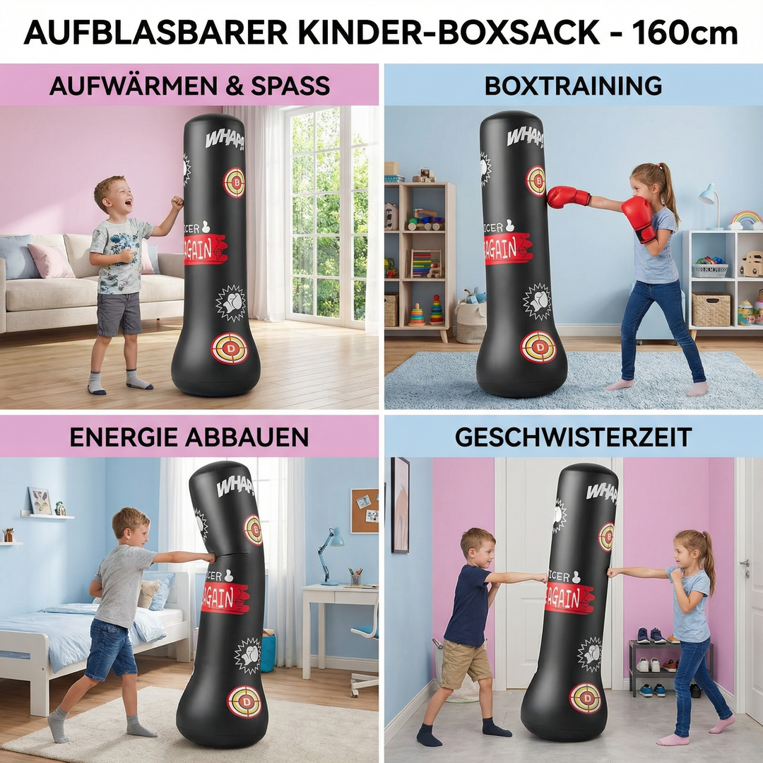 Aktiver Kinder-Boxsack zum Boxen & Spielen. Aufblasbares Sportspielzeug, tolles Geschenk zur Förderung der Bewegung.