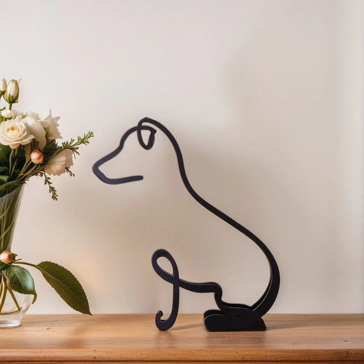 Elegante Katzenskulptur, moderne Kunst, abstraktes Design, stilvolle Dekoration für jeden Raum.