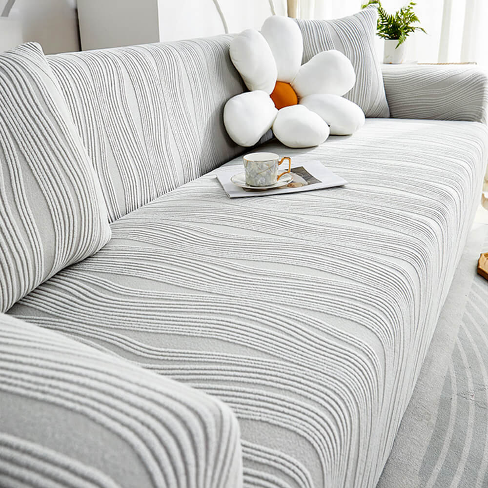 Jacquard Sofabezug, elastisch & kratzfest. Perfekter Möbelschutz für Haustier-Haushalte im Wohnzimmer.