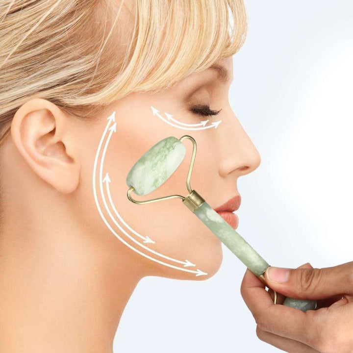 Natürlicher Jaderoller für Lymphdrainage und Reduzierung von Schwellungen, pflegt die Haut sanft.