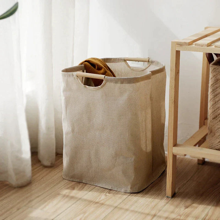 Japan-Stil Falt-Wäschekorb aus Baumwoll-Leinen. Universal Wäschesammler für Schlaf- oder Kinderzimmer.