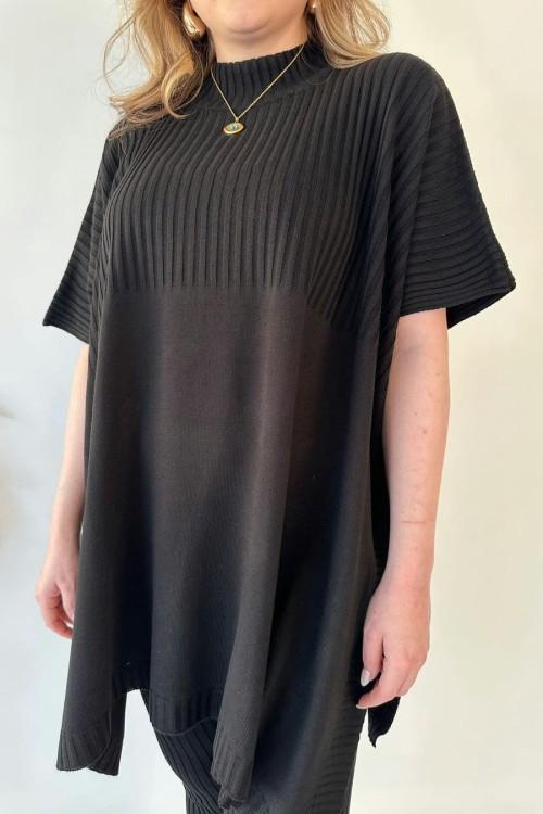 Strickset Damen elastisch: Stilvoller & bequemer Zweiteiler aus elastischem Strick für Damen, Frühling/Herbst.
