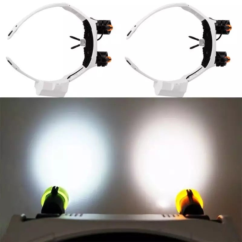 Optisches Werkzeug: Kopfband-Lupe mit heller LED für optimale Sicht bei Schmuckprüfung, Uhrenreparatur & Elektronik.