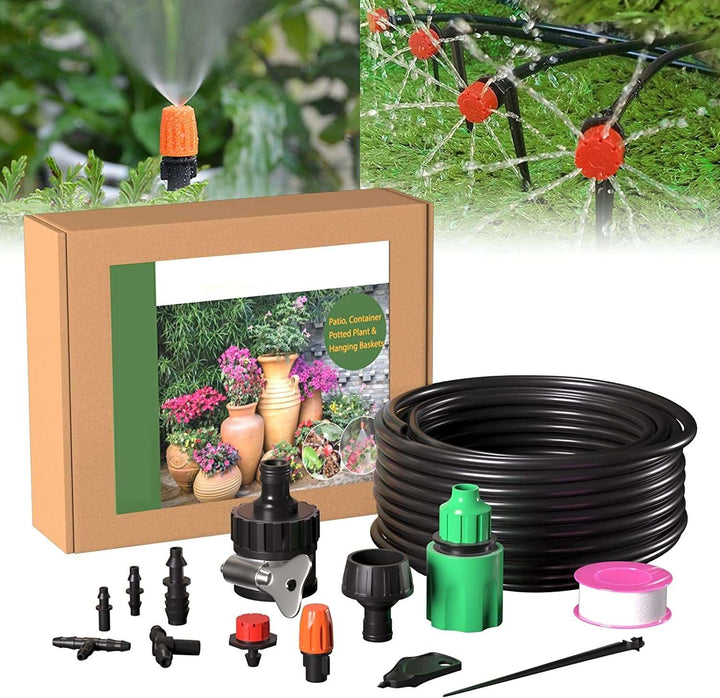 Kühlendes Bewässerungssystem für Garten & Terrasse, spart bis zu 70% Wasser, ideal für Pflanzenpflege im Außenbereich.