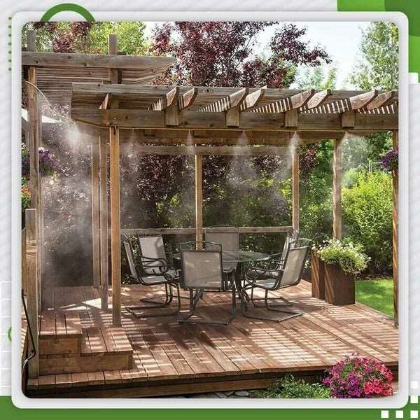 Effizientes Gartenkühlungssystem & automatische Bewässerung für Terrasse, Garten und Außenbereiche, sehr wassersparend.