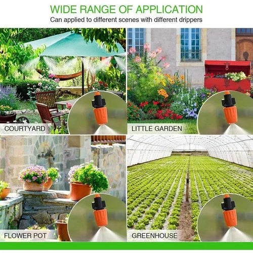 Nachhaltiges Bewässerungssystem für Garten & Terrasse, reduziert Wasserverbrauch um 70%, ideal für Kühlung & Pflanzen.
