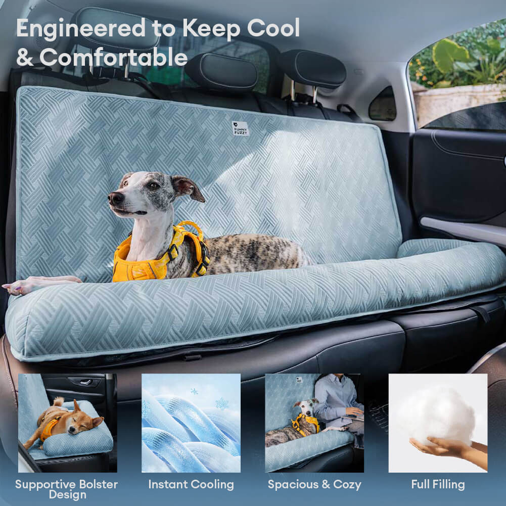 Kühlendes Hundeautositzbett für sichere & bequeme Autofahrten. Perfekt für kleine & große Hunde.
