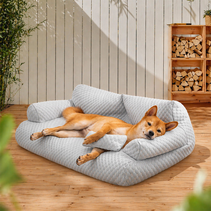 Atmungsaktives Hundesofa, kühlend durch Eisseide, waschbar, bietet optimalen Sommer-Komfort.