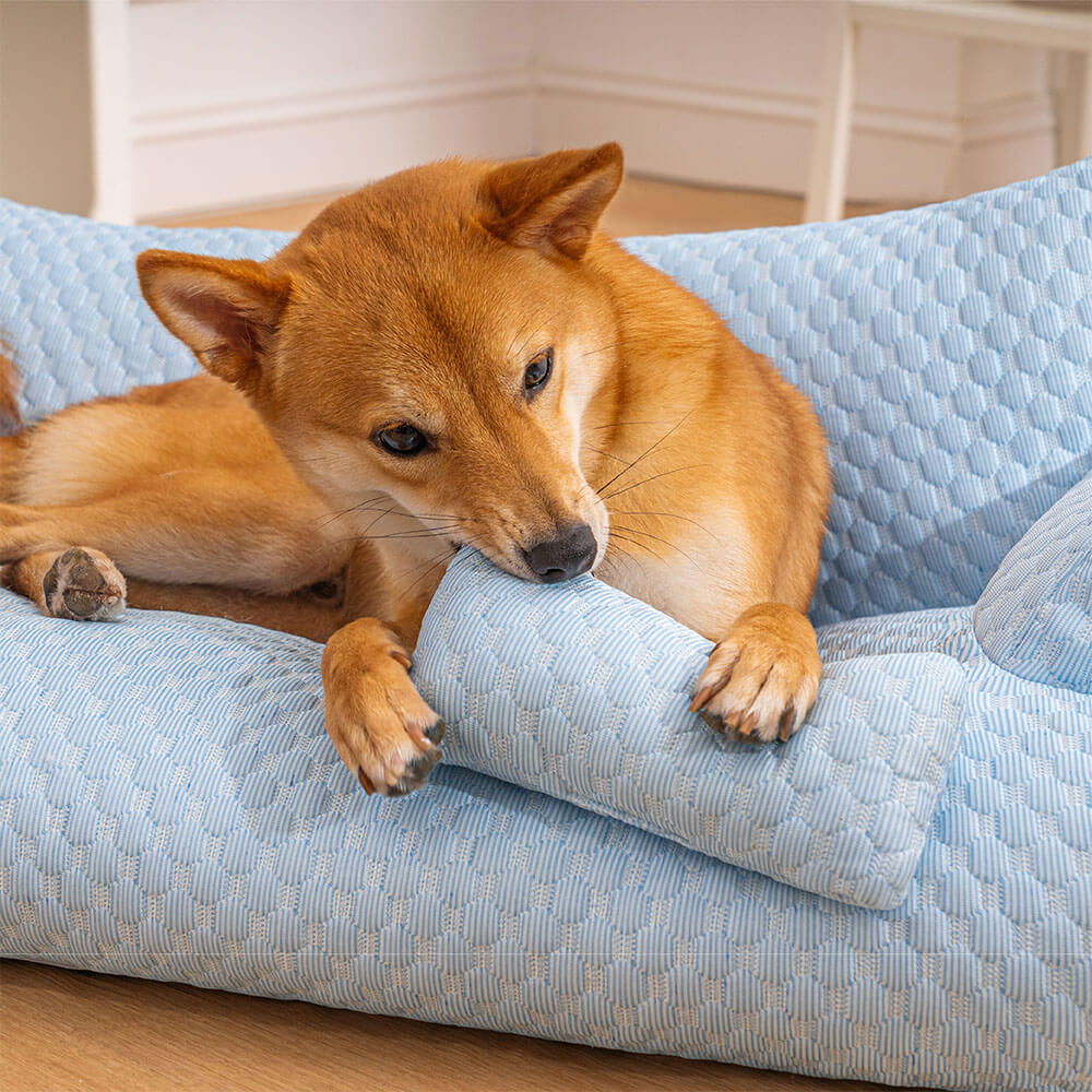 Rutschfestes Hundesofa, kühlend & atmungsaktiv, Eisseide-Material für Sommer-Komfort.