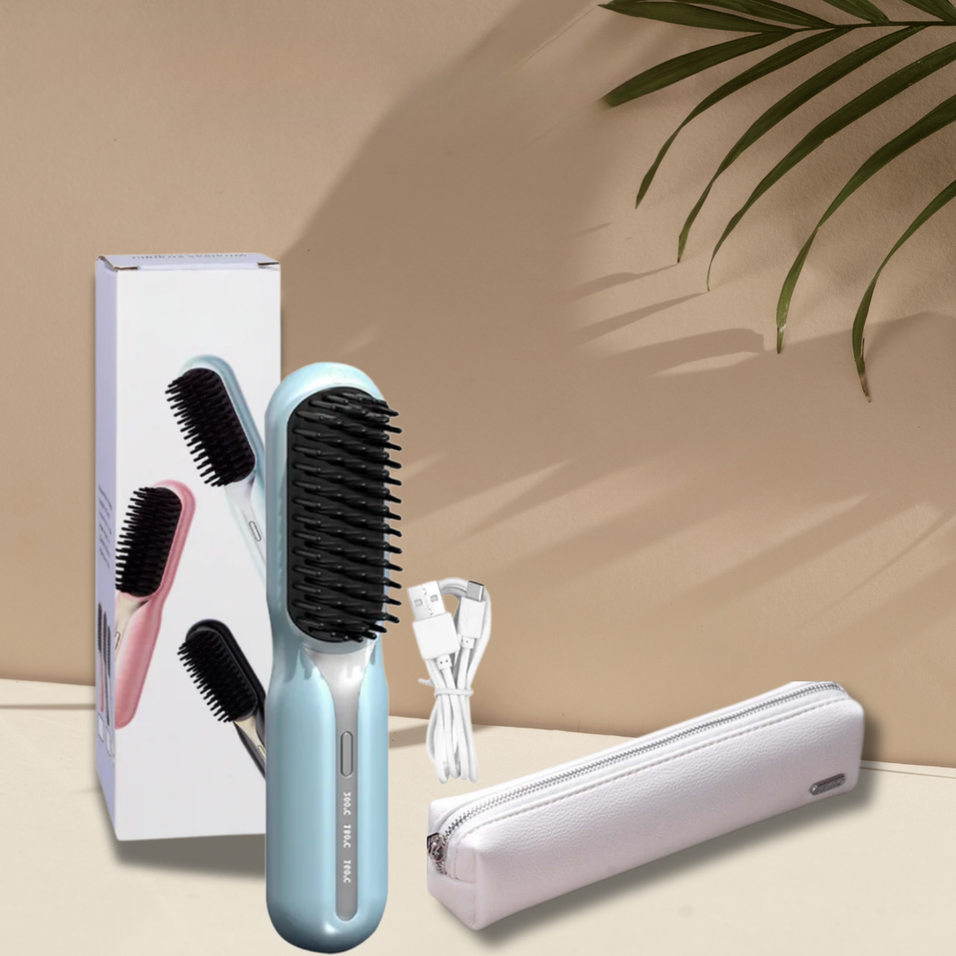 Kabellose Glättbürste für schonendes Styling; zaubert glänzendes, gesund aussehendes Haar.