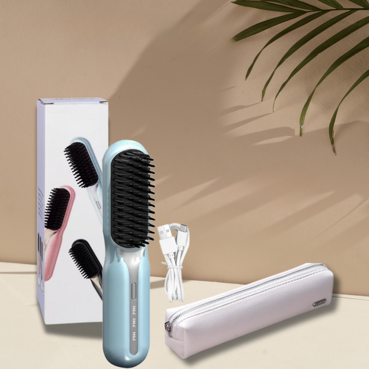 Kabellose Glättbürste für schonendes Styling; zaubert glänzendes, gesund aussehendes Haar.