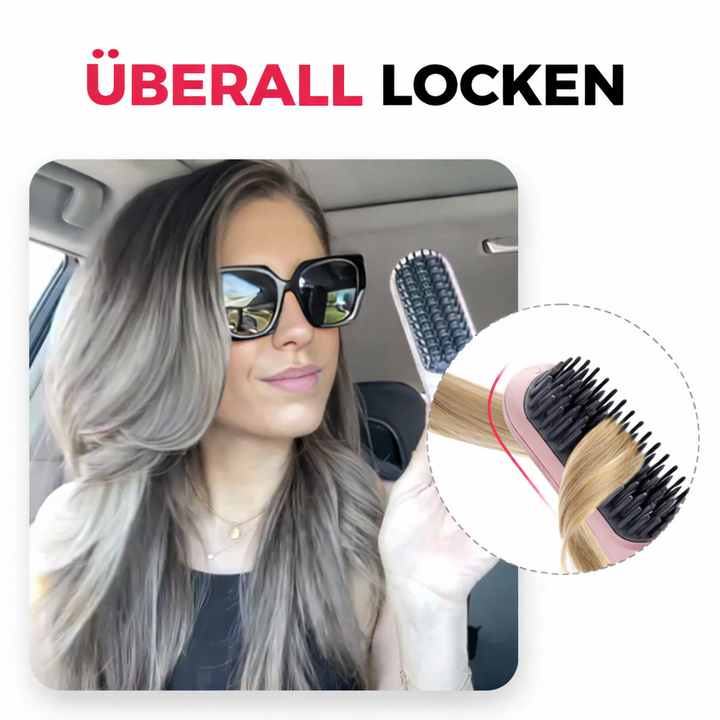 Rosegoldene kabellose Glättbürste, perfekt für glattes, glänzendes Haar und schnelles Styling.
