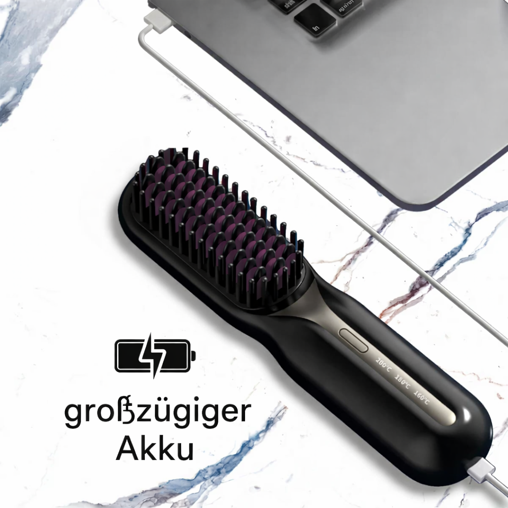 Einfach zu bedienende kabellose Glättbürste für schnelle Frisuren und glänzendes, glattes Haar.