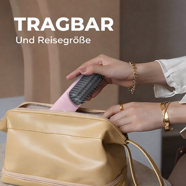 Tragbare kabellose Glättbürste für schnelles, müheloses Haarstyling und glänzendes Finish.