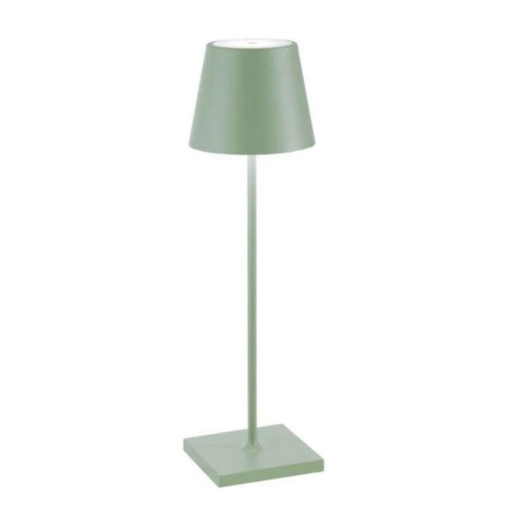 Design-LED-Tischlampe kabellos mit Touch, erzeugt warmes Ambiente-Licht für entspannte Abende.