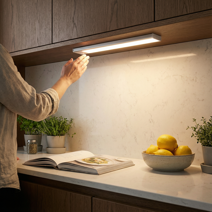 Kabellose LED-Unterbauleuchte mit Bewegungssensor, dimmbar, magnetisch für Schrank & Küche, USB-ladefähig.