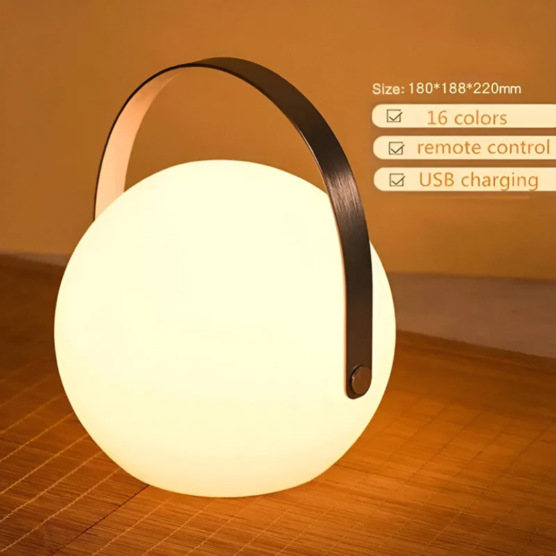 Kabellose LED Tischlampe mit Fernbedienung, wasserfest & tragbar. Schafft überall gemütliche Stimmung, USB-aufladbar.