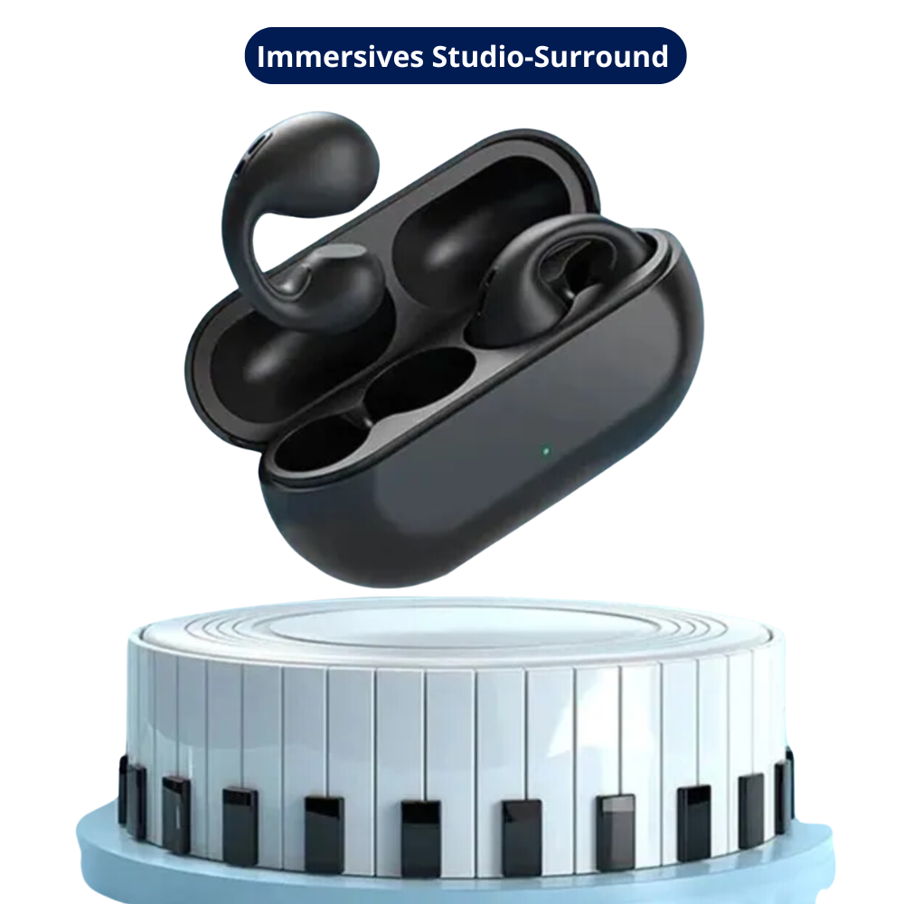 Weiße kabellose Knochenschall-Ohrhörer mit Bluetooth, perfekt für Sport und kristallklare Anrufe.