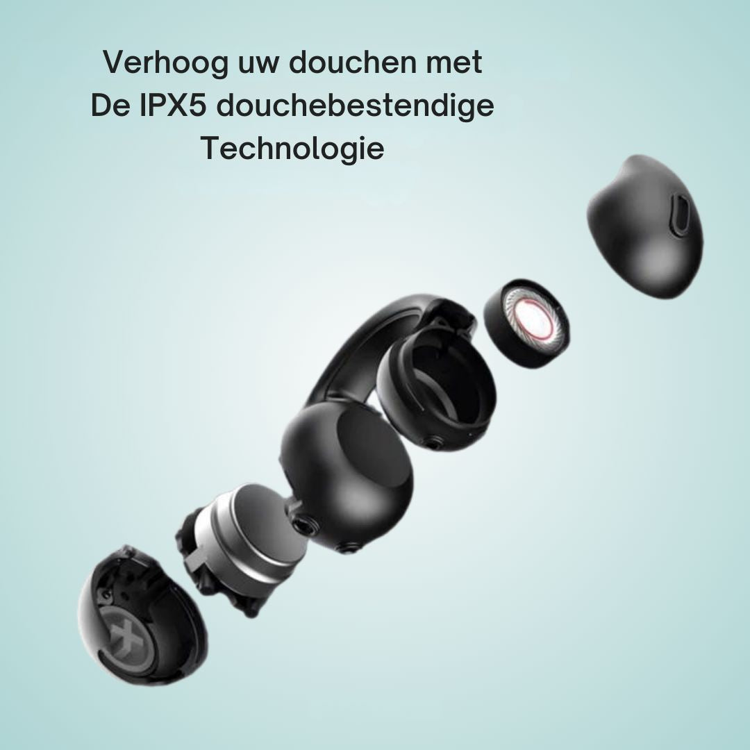 Mann joggt mit wasserdichten Bluetooth Sport-Ohrhörern. Ideale Begleiter für Outdoor-Aktivitäten.