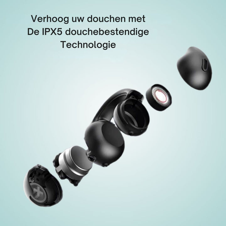 Mann joggt mit wasserdichten Bluetooth Sport-Ohrhörern. Ideale Begleiter für Outdoor-Aktivitäten.