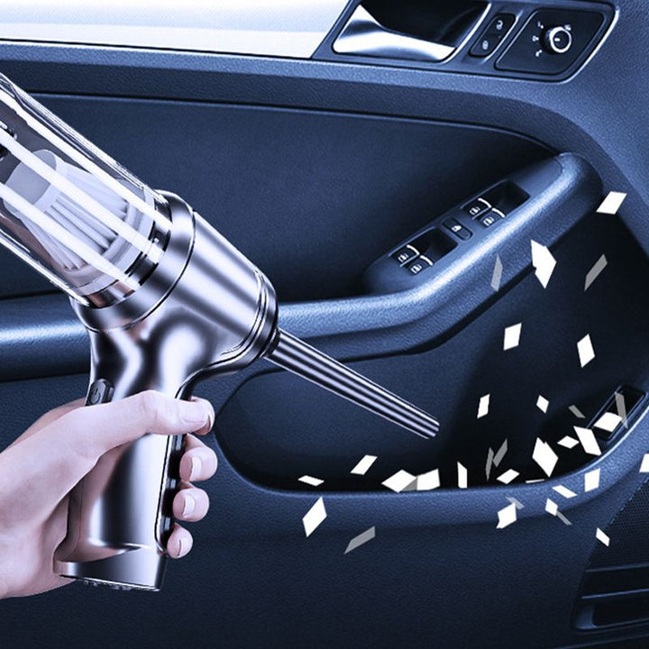 Effizientes Reinigungswerkzeug für das Auto: kabelloser Staubsauger & Gebläse für den Innenraum.