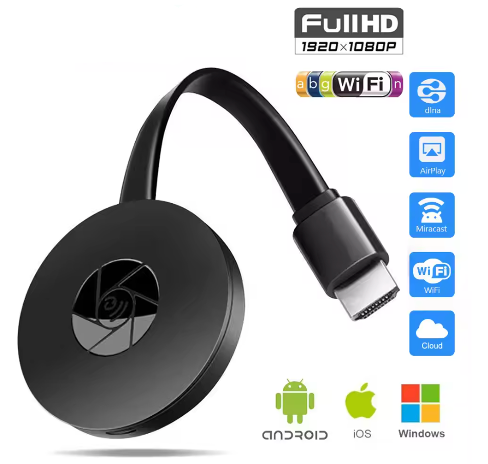Kabelloser HDMI WiFi Display Adapter für Full HD 1080P Streaming, kompatibel mit Miracast, Airplay, DLNA.
