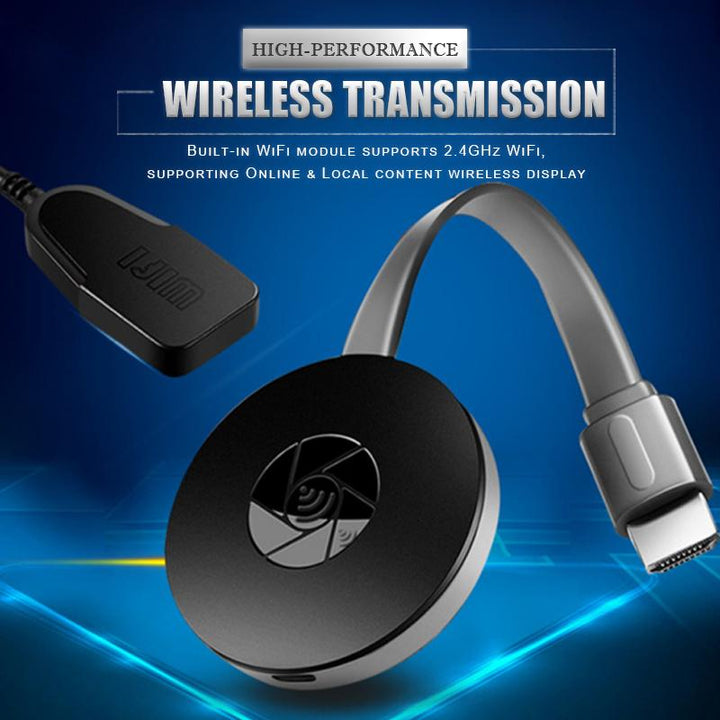 Einfacher HDMI WLAN Adapter für Full HD Streaming. Spiegelt Inhalte von Mobilgeräten auf Fernseher.