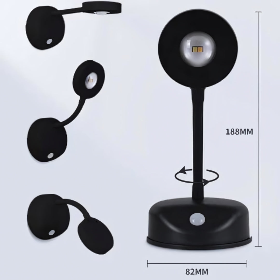 USB-C aufladbarer kabelloser LED Spot mit Bewegungssensor & 360° Drehung, einfache Installation.