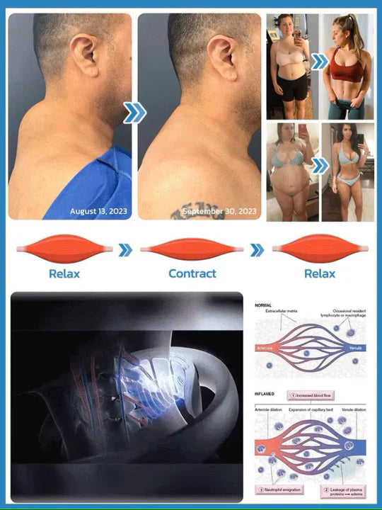 Modernes, kabelloses Ultraschall-Nackenmassagegerät zur Förderung der Lymphdrainage und tiefen Muskelentspannung.