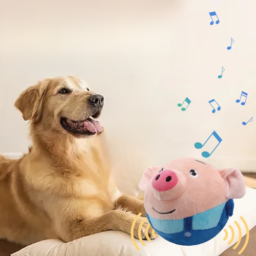 Interaktives Hüpfendes Schweinchen Hundespielzeug für aktiven Spielspaß; ideal für Hunde & Welpen, gegen Langeweile, in Rot/Blau.