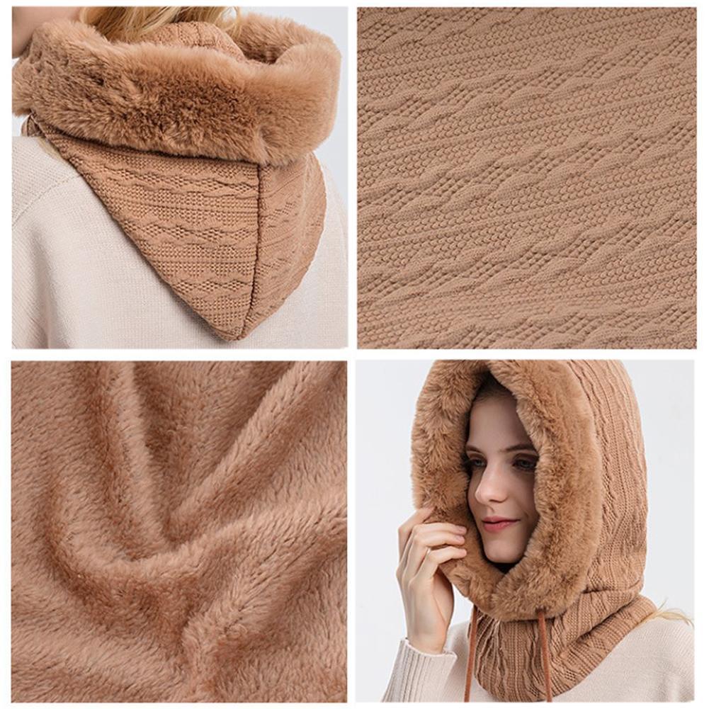 Damen 3-in-1 Mütze-Schal-Maske Kombination. Das perfekte warme Winter-Accessoire für jede Frau.