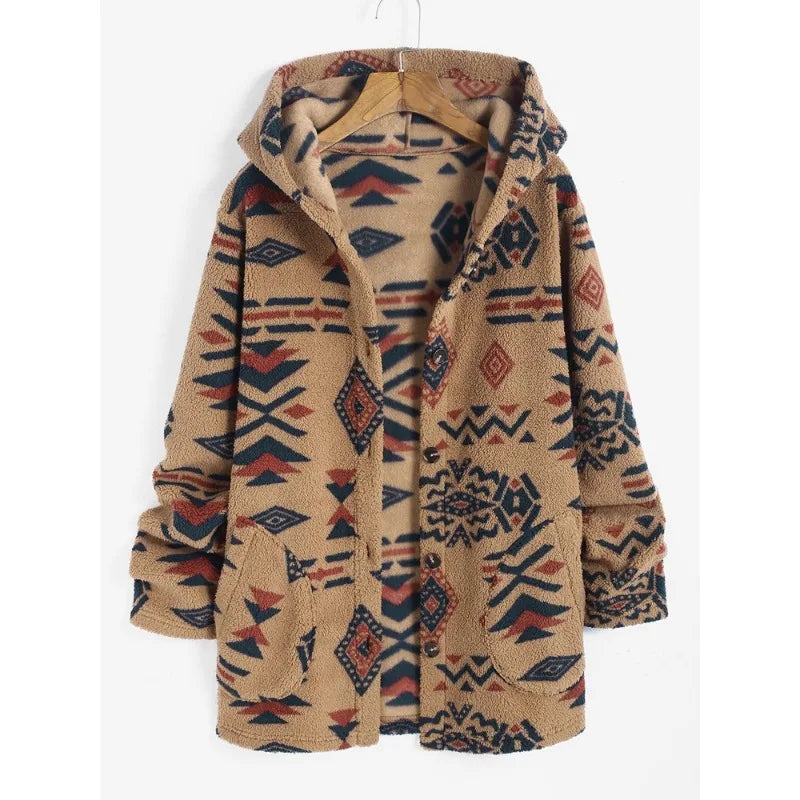 Modische Unisex Strickjacke mit lebhaftem Aztekenmuster, gemütlicher Vintage-Look, perfekt für Freizeit & Alltag.