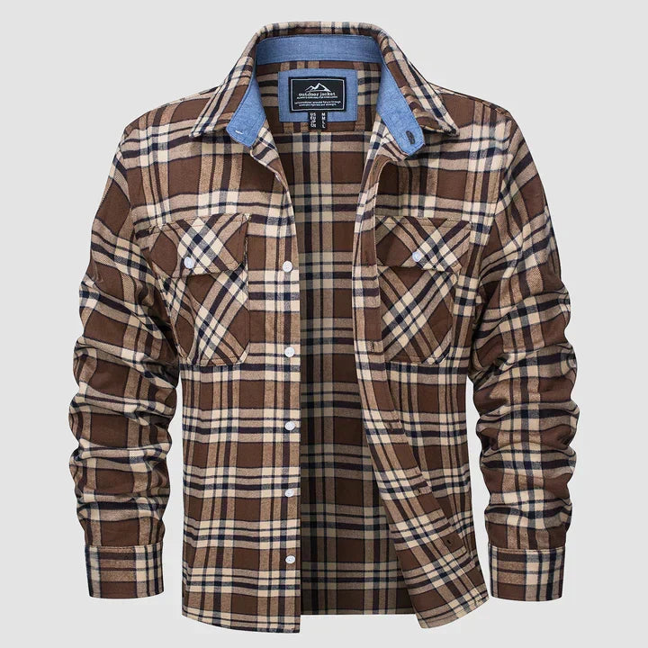 Stylisches Herren-Freizeithemd kariert in Blau-Grau. Langarmshirt aus weicher Baumwolle für moderne Männer.