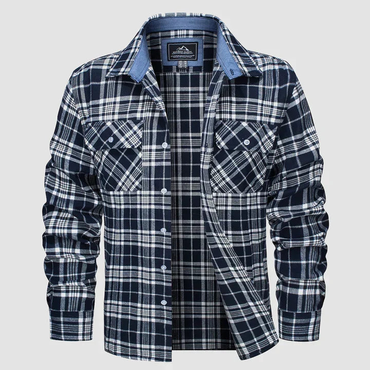 Klassisches kariertes Herren Langarmhemd. Robustes und bequemes Hemd für Outdoor & urbane Casual-Outfits.