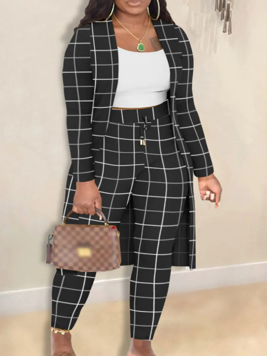 Damen Plus Size 3-teiliges Outfit Set für Herbst & Winter, bequem & elegant.