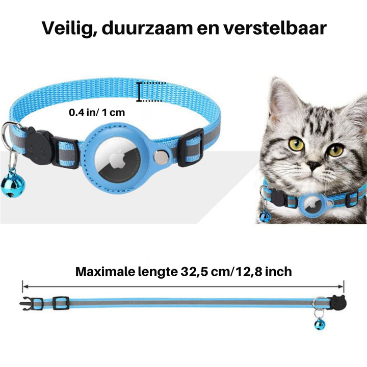 Komfortables Katzenhalsband mit GPS-Halter, Sicherheitsverschluss & reflektierendem Material.