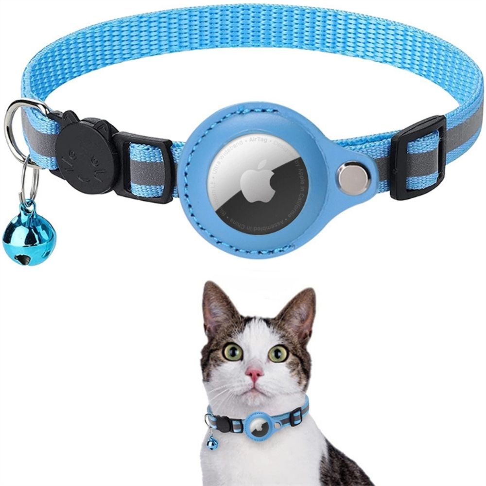 Katzensicherheit: Halsband mit GPS-Halter für Tracker, Sicherheitsverschluss & Reflektor.