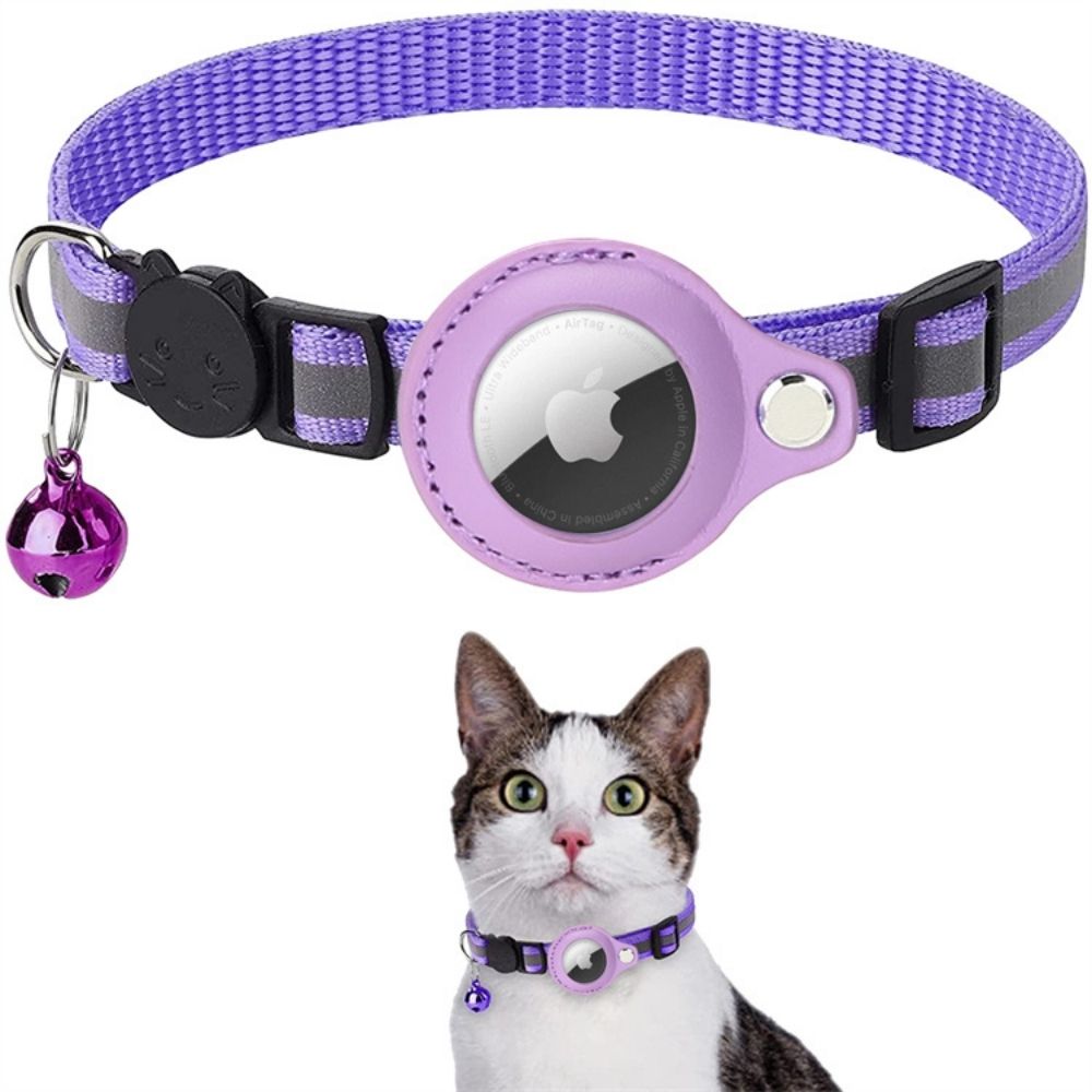 Stylisches Katzenhalsband mit Sicherheitsverschluss, GPS-Halter & reflektierenden Nähten.