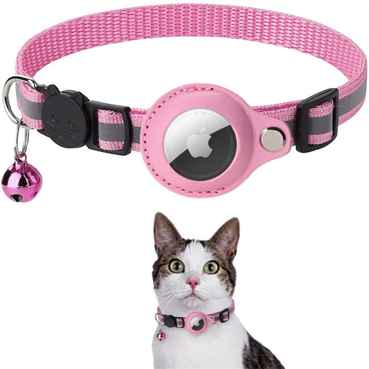 Effektives Katzenhalsband: GPS-Halter, Sicherheitsverschluss, Glöckchen & Reflektor für Tracking.
