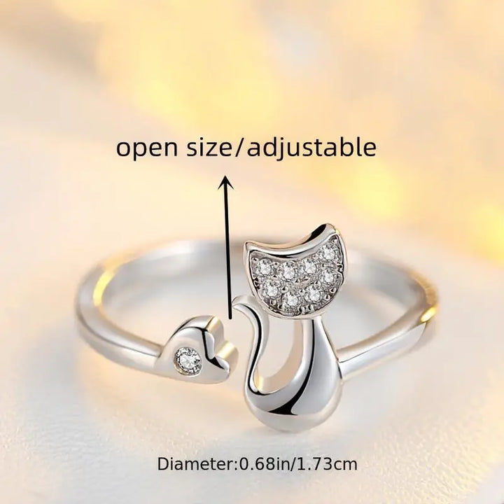 Wunderschöner Damen Glückskatzenring, ideal als Geschenk für positive Energie, Wohlstand und Glück.