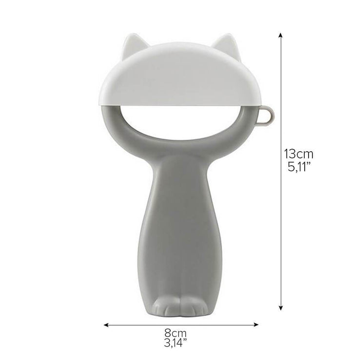 Design Katzenschäler, schwarz-grau. Robuster Küchenschäler und Gemüseschäler aus Edelstahl für effizientes Schälen Zuhause.