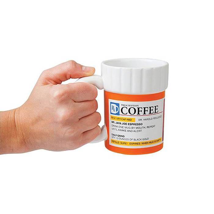 Hochwertige Keramiktasse mit Koffein Rezept Design. Ein idealer Kaffeebecher für den Morgen oder als Geschenk.