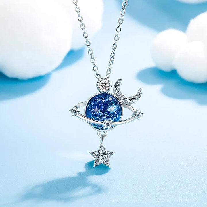 Mädchen Silberkette "Unendliche Liebe" für Tochter. Sterlingsilber Halskette mit elegantem Stern-Anhänger.
