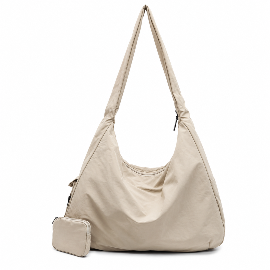 Moderne Damen Hobo Tasche in Kaffeebraun, mit sicherem Reißverschluss & zusätzlicher Außentasche.
